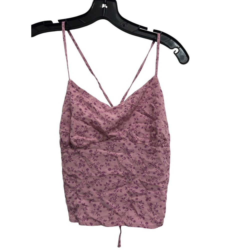 Kendall & Kylie Pink Floral Cami Tie Back Y2K Coquette Downtown Girl Size M